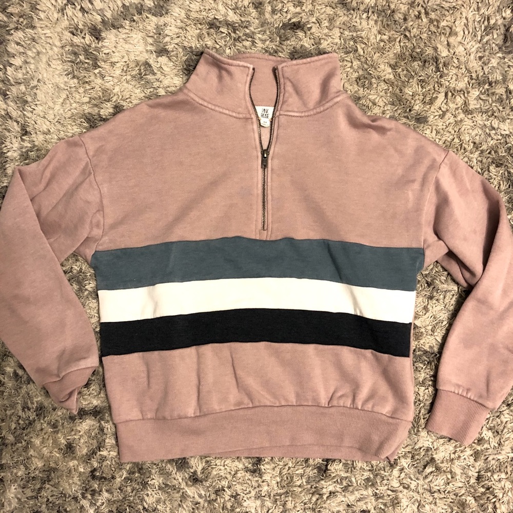 Pink Rose Striped Quarter-Zip
